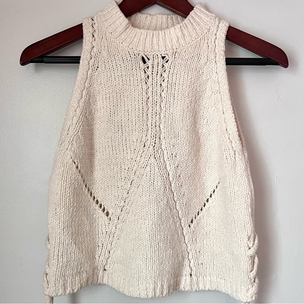 3.1 PHILLIP LIM Cream Sleeveless Sweater with Side Ties Women’s SZ Small Petite